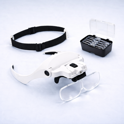 Loupe Frontale LED – Lunettes Grossissantes avec 5 Lentilles Interchangeables