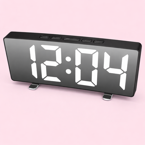 Réveil électronique silencieux à grand affichage – Écran miroir LED