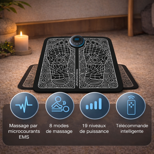 Tapis de Massage des Pieds Électrique EMS avec Chargeur USB