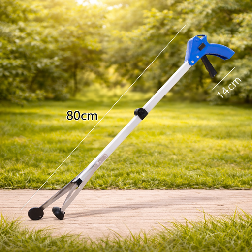 Outil de ramassage ergonomique avec pince rotative 360° – Manche pliable léger pour intérieur et extérieur