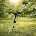 Canne de marche avec siège pliant intégré – Appui stable et assise portable pour seniors