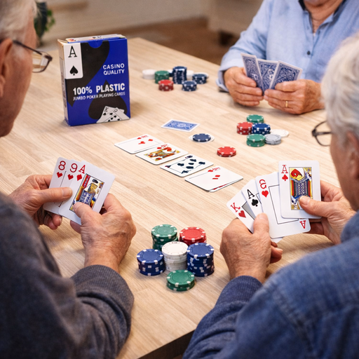 Jeu de cartes grand format lisible – Cartes en PVC imperméables et lavables (54 cartes)