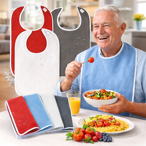 Bavoir adulte lavable anti-taches – Protection vêtements pour seniors (lot de 1 ou 4)