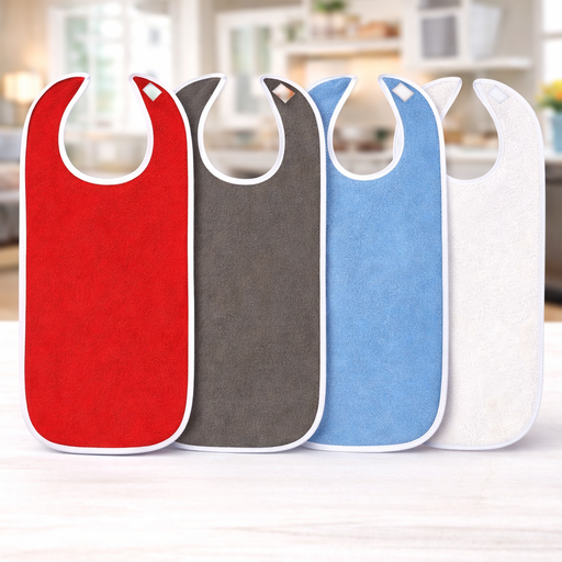 Bavoir adulte lavable anti-taches – Protection vêtements pour seniors (lot de 1 ou 4)