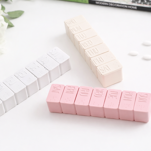 Boîte à Pilules Hebdomadaire de Voyage – Organiseur de Médicaments à 7 Compartiments (Lot de 1 ou 2)