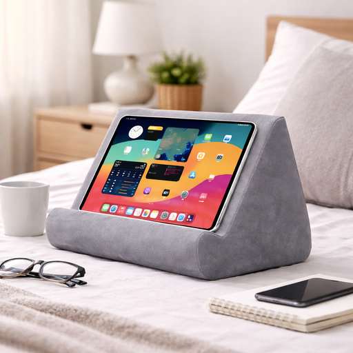 Support tablette et smartphone avec coussin ergonomique – Lecture confortable multi-angles