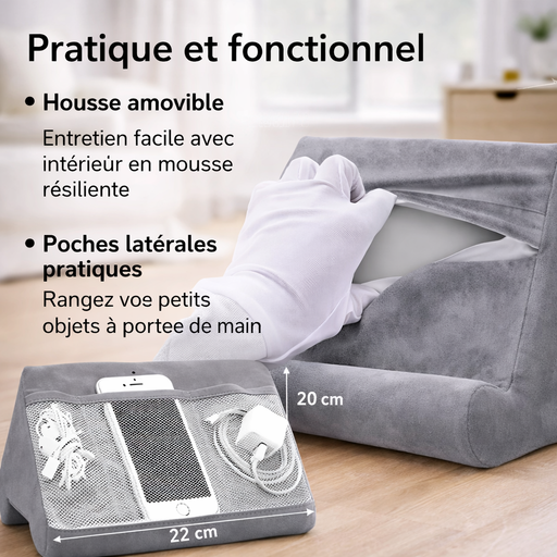 Support tablette et smartphone avec coussin ergonomique – Lecture confortable multi-angles