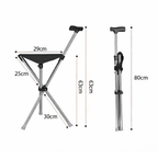 Canne de marche avec siège pliant intégré – Appui stable et assise portable pour seniors